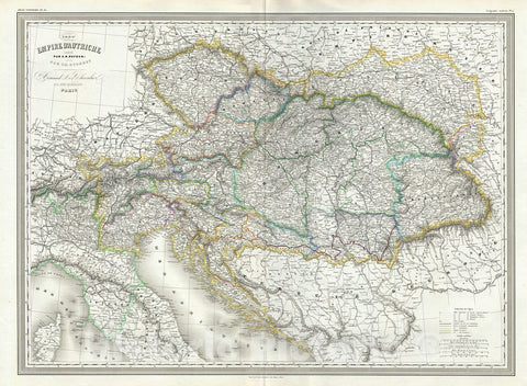 Historic Map : Dufour Map of The Austrian Empire, 1860, Vintage Wall Art