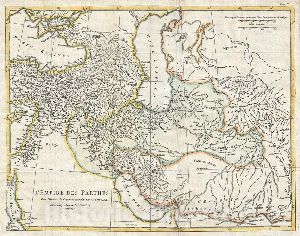 Historic Map : Anville Map of The Parthian Empire, 1749, Vintage Wall Art