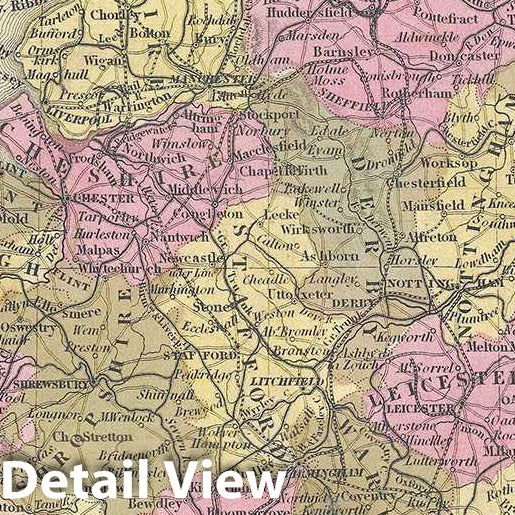 Historic Map : Mitchell Map of England, 1849, Vintage Wall Art