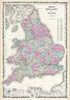 Historic Map : Johnson Map of England and Wales, 1861, Vintage Wall Art