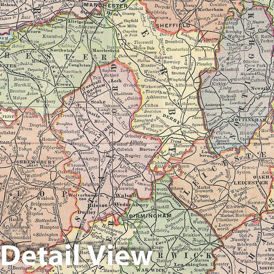 Historic Map : Rand McNally Map of England and Wales, 1892, Vintage Wall Art
