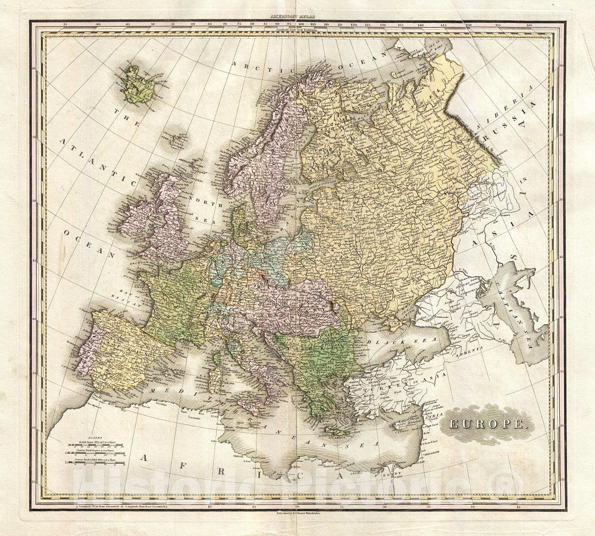 Historic Map : Tanner Antique Map of Europe, 1825, Vintage Wall Art