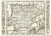 Historic Map : Martineau Map of Spain and Portugal, 1700, Vintage Wall Art