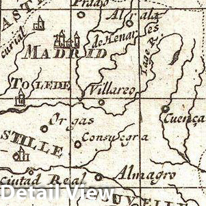 Historic Map : Martineau Map of Spain and Portugal, 1700, Vintage Wall Art