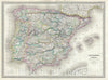 Historic Map : Dufour Map of Spain and Portugal, 1860, Vintage Wall Art