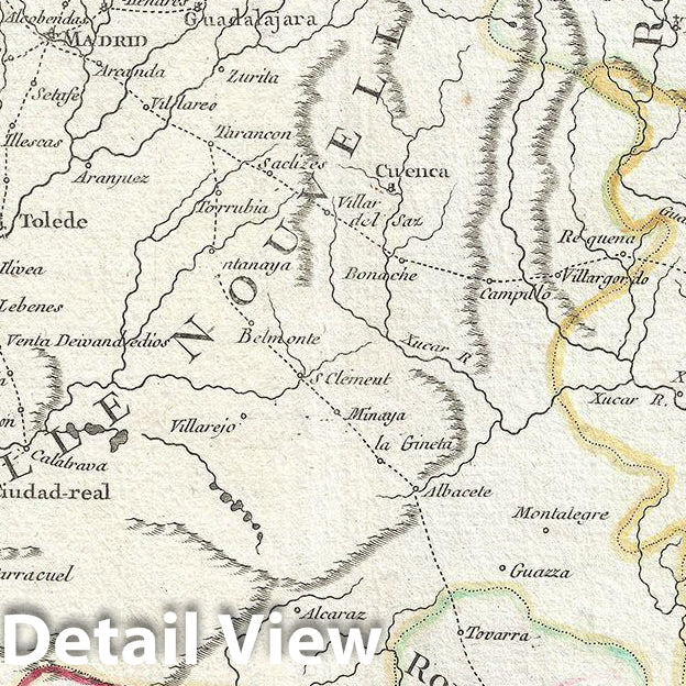 Historic Map : Vaugondy Map of Spain and Portugal, 1750, Vintage Wall Art