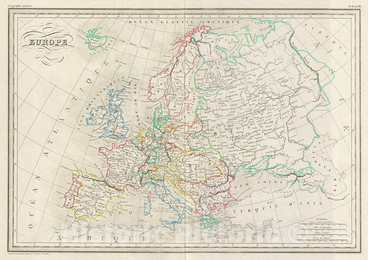 Historic Map : MalteBrun Map of Europe, Version 2, 1843, Vintage Wall Art