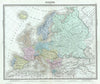 Historic Map : Tardieu Map of Europe, 1874, Vintage Wall Art