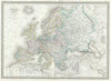 Historic Map : Dufour Map of Europe in 1789, 1861, Vintage Wall Art
