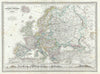 Historic Map : Dufour Map of Europe, 1860, Vintage Wall Art