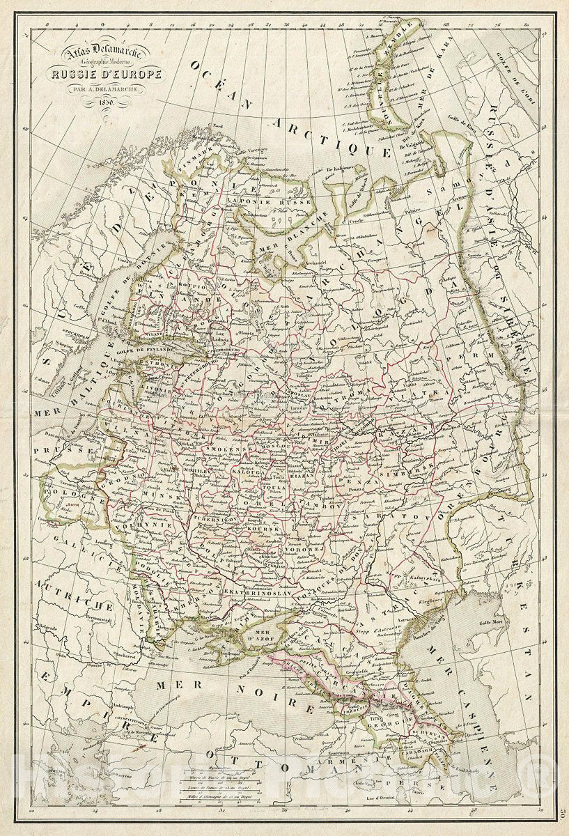 Historic Map : Delamarche Map of European Russia, Version 2, 1850, Vintage Wall Art