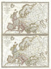 Historic Map : Lapie Map of Europe After The Barbarian Invasions, 1830, Vintage Wall Art