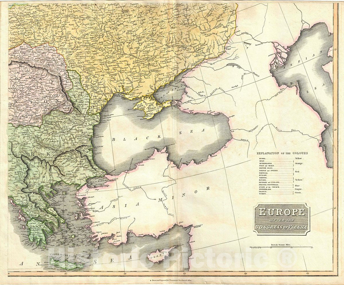 Historic Map : Thomson Map of Greece, The Balkans and Ukraine, 1817, Vintage Wall Art