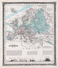 Historic Map : Colton Antique Map of Europe (Physical), 1858, Vintage Wall Art