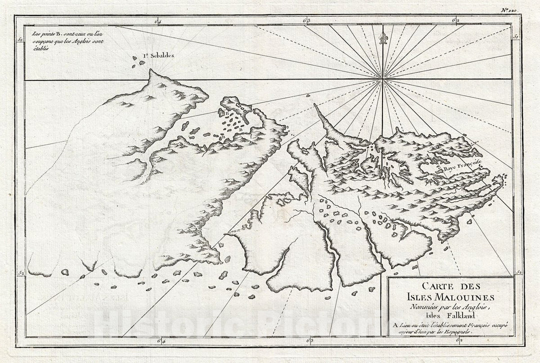Historic Map : Philippe de Pretot Map of The Malouine or Falkland Islands (Islas Malvinas), 1787, Vintage Wall Art