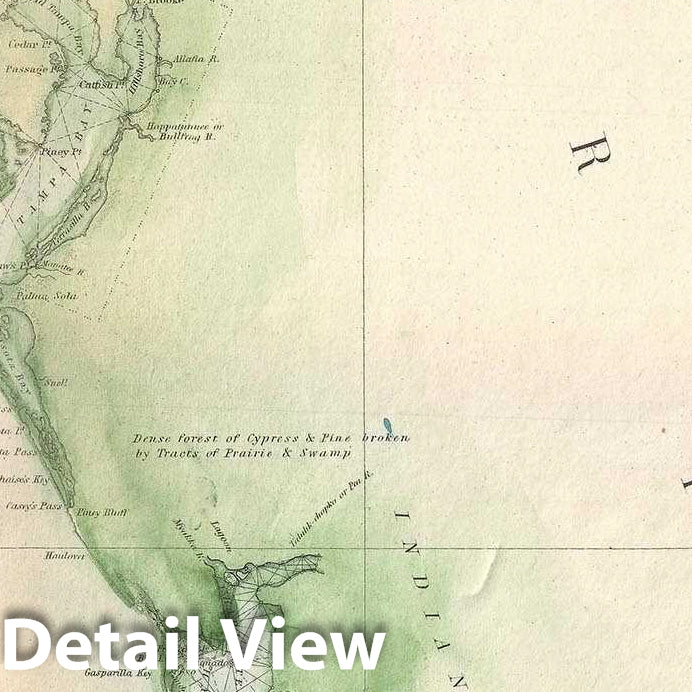 Historic Map : U. S. Coast Survey Chart or Map of Florida, Version 2, 1861, Vintage Wall Art