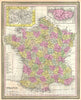 Historic Map : Mitchell Map of France, Version 3, 1854, Vintage Wall Art