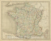 Historic Map : Chambers Map of France in Departments, 1845, Vintage Wall Art