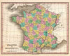 Historic Map : Finley Map of France in Departments, 1827, Vintage Wall Art