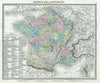 Historic Map : Tardieu Map of France in Provinces, 1874, Vintage Wall Art