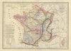 Historic Map : MalteBrun Physical and Mineralogical Map of France, 1833, Vintage Wall Art