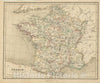 Historic Map : Chambers Map of France in Privinces, 1845, Vintage Wall Art
