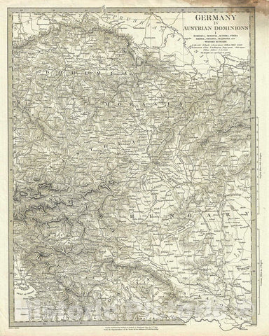 Historic Map : S.D.U.K. Subscriber's Edition Map of Czech Republic, Hungary, Austria and Croatia, 1832, Vintage Wall Art