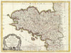 Historic Map : Bonne Map of Brittany, France, 1771, Vintage Wall Art