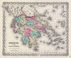 Historic Map : Colton Map of Greece, 1856, Vintage Wall Art