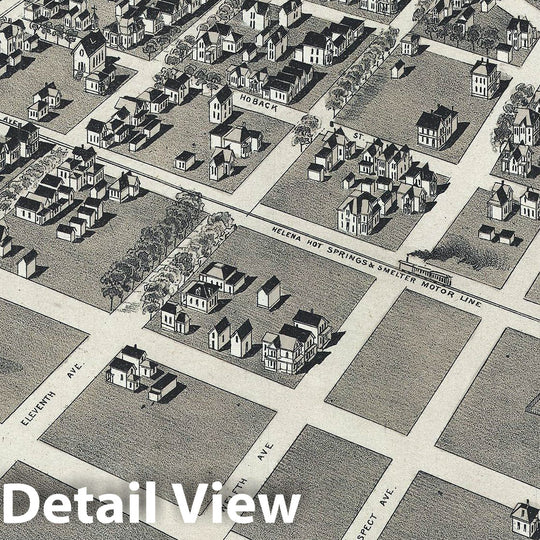 Historic Map : Henry Wellge Bird'sEye View of Helena, Montana, 1890, Vintage Wall Art
