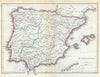 Historic Map : Hughes Map of Hispania or Spain and Portugal Under The Roman Empire, 1867, Vintage Wall Art