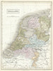 Historic Map : Black Map of Holland, 1851, Vintage Wall Art
