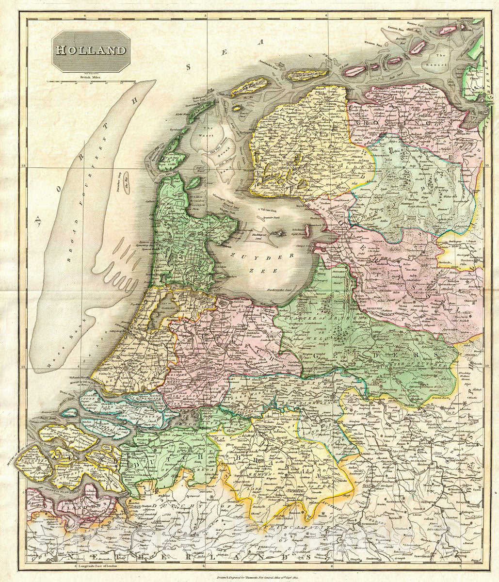 Historic Map : Thomson Antique Map of The Holland, 1814, Vintage Wall Art