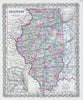 Historic Map : Colton Map of Illinois, 1856, Vintage Wall Art