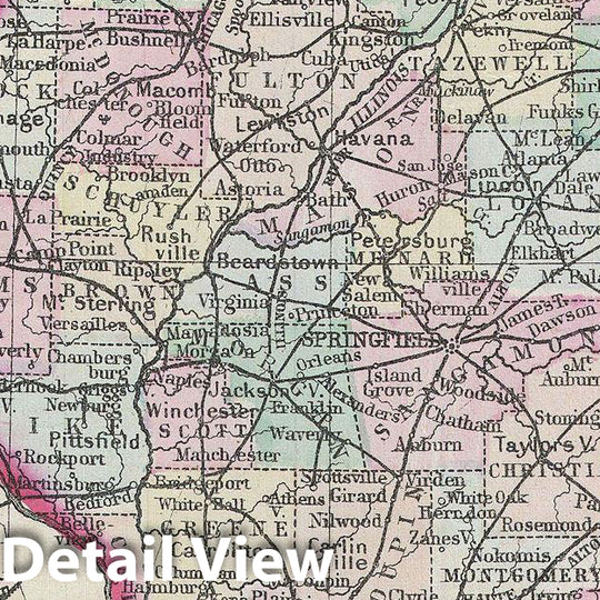 Historic Map : Mitchell Map of Illinois, Version 3, 1872, Vintage Wall Art