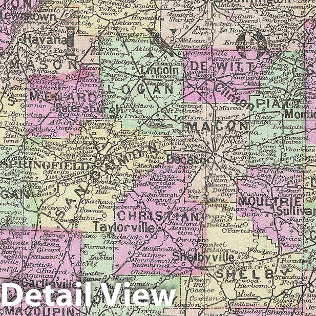Historic Map : Tunison Map of Illinois, 1887, Vintage Wall Art
