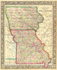 Historic Map : Mitchell Map of Iowa and Missouri, 1861, Vintage Wall Art