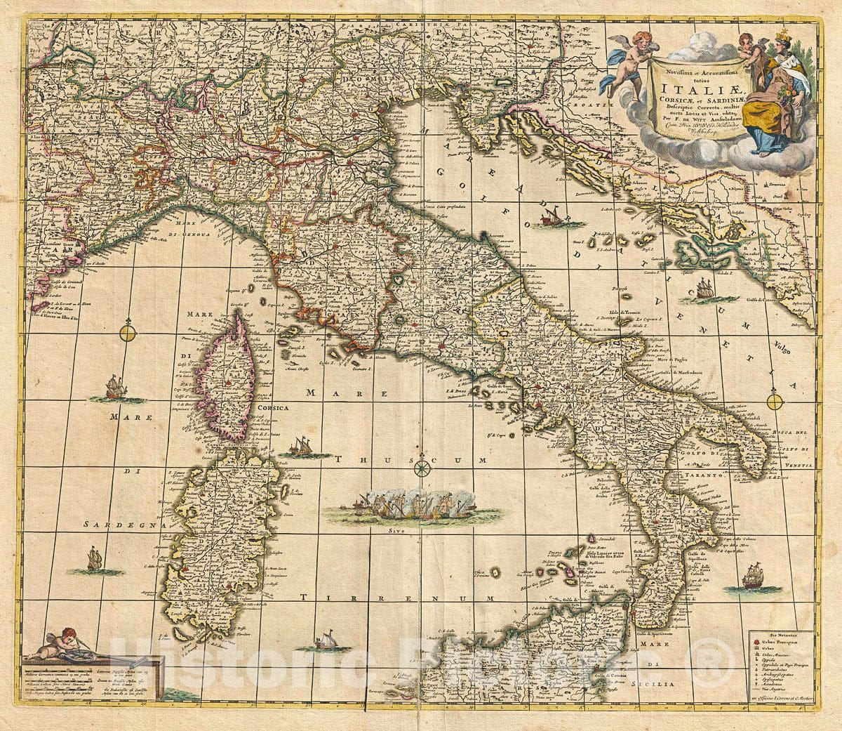 Historic Map : De Wit Antique Map of Italy, 1721, Vintage Wall Art