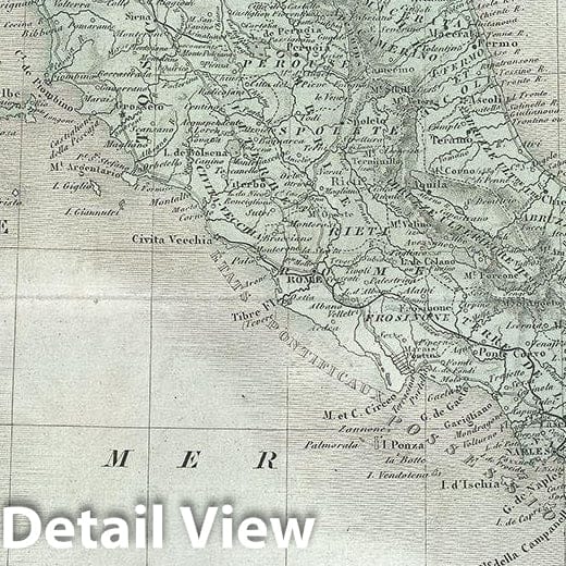 Historic Map : Tardieu Map of Italy, 1874, Vintage Wall Art