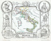 Historic Map : Lowenberg Whimsical Map of Italy, 1846, Vintage Wall Art