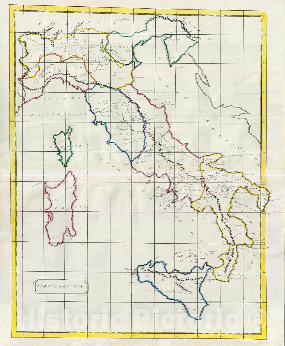 Historic Map : Manuscript Map of Italy in Antiquity, 1823, Vintage Wal ...