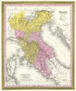 Historic Map : Mitchell Antique Map of Northern Italy: Tuscany, Venice, Milan, 1849, Vintage Wall Art