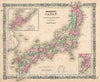 Historic Map : Johnson Map of Japan (Nippon, Kiusiu, Sikok, Yesso and The Japanese Kuriles), 1865, Vintage Wall Art