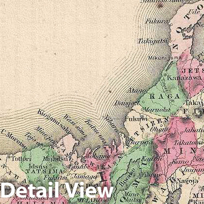 Historic Map : Johnson Map of Japan (Nippon, Kiusiu, Sikok, Yesso and The Japanese Kuriles), 1865, Vintage Wall Art