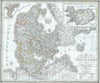 Historic Map : Weiland Map of Denmark, 1825, Vintage Wall Art