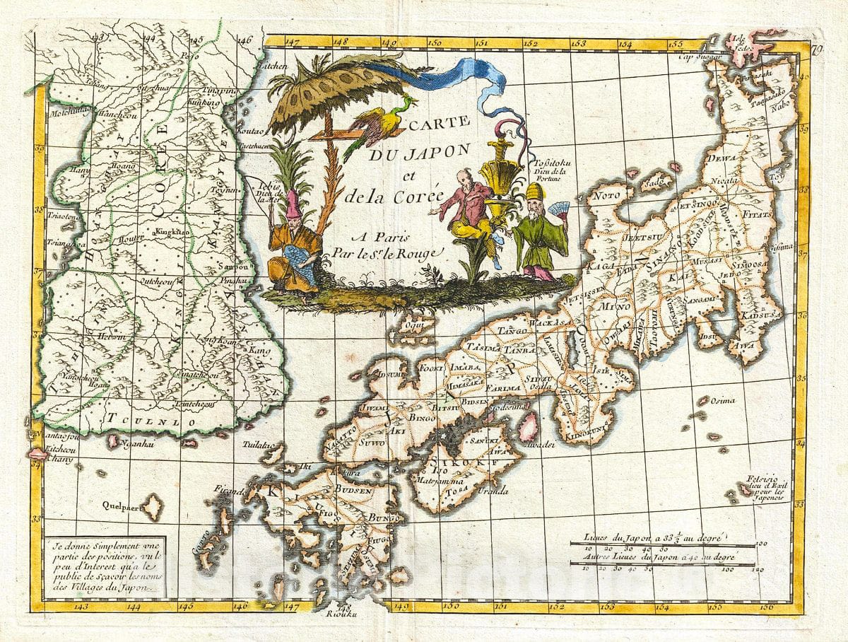Historic Map : Le Rouge Map of Korea and Japan, 1748, Vintage Wall Art