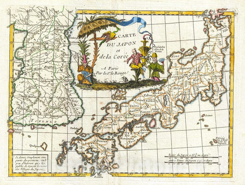 Historic Map : Le Rouge Map of Korea and Japan, 1748, Vintage Wall Art