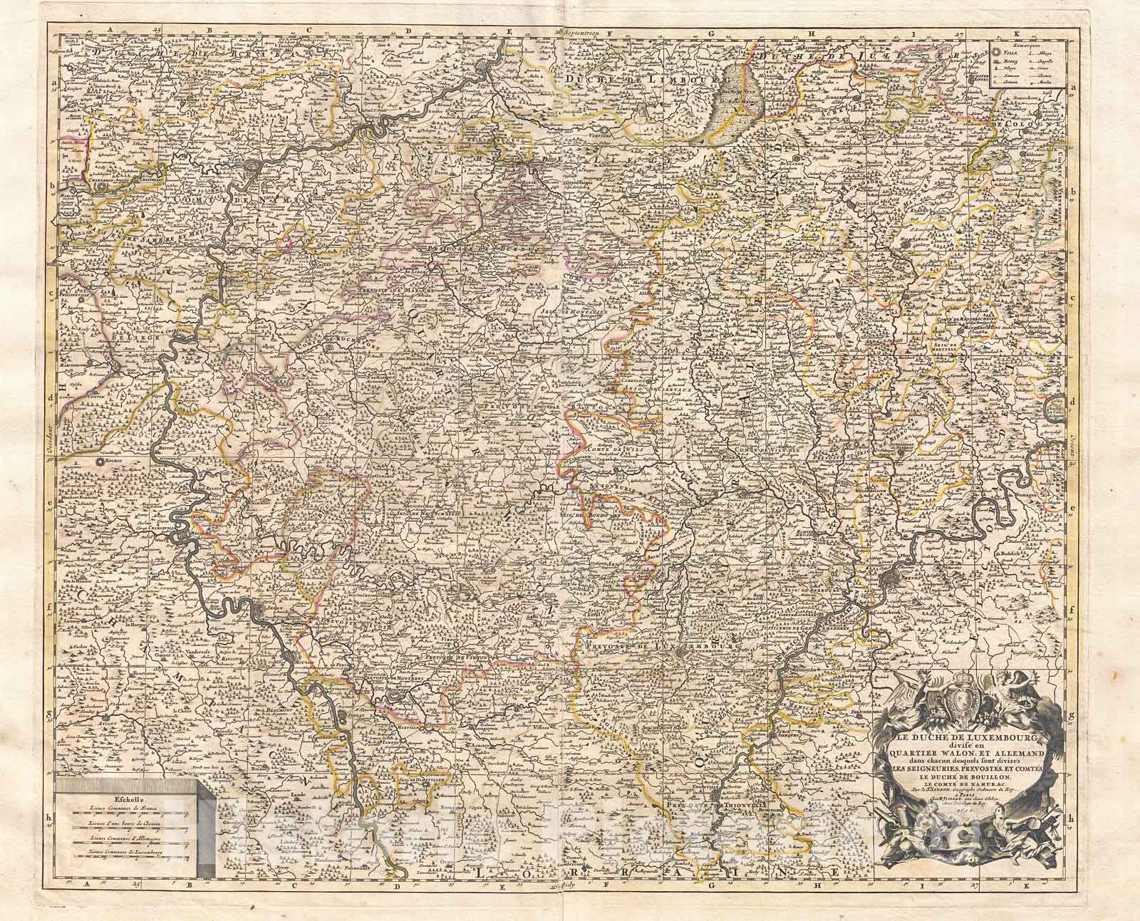 Historic Map : Jaillot Map of Luxembourg, 1692, Vintage Wall Art