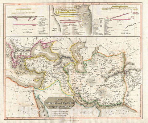 Historic Map : Thomson Map of The Marches of Alexander The Great (Middle East, Asia), 1829, Vintage Wall Art