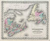 Historic Map : Colton Map of Canada's Maritme Provinces: New Brunswick, Nova Scotia, Newfoundland, Prince Edwa, 1856, Vintage Wall Art